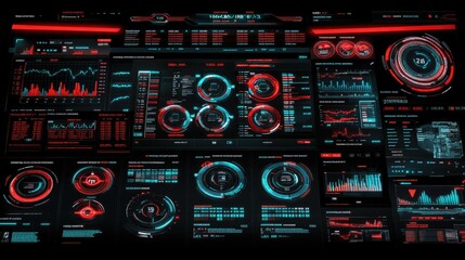 Obraz premium A sleek isometric trading dashboard with stock market charts, financial data, and analytics, illustrating a modern approach to trading and market analysis.