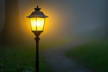 Illuminated Street Lamp in a Foggy Environment