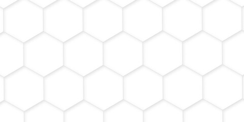 Naklejka premium 3d hexagonal structure futuristic white background and embossed hexagon abstract with hexagon background. honeycomb hexagonal background. Hexagon shape, white, shiny black. hexagon pattern shape.