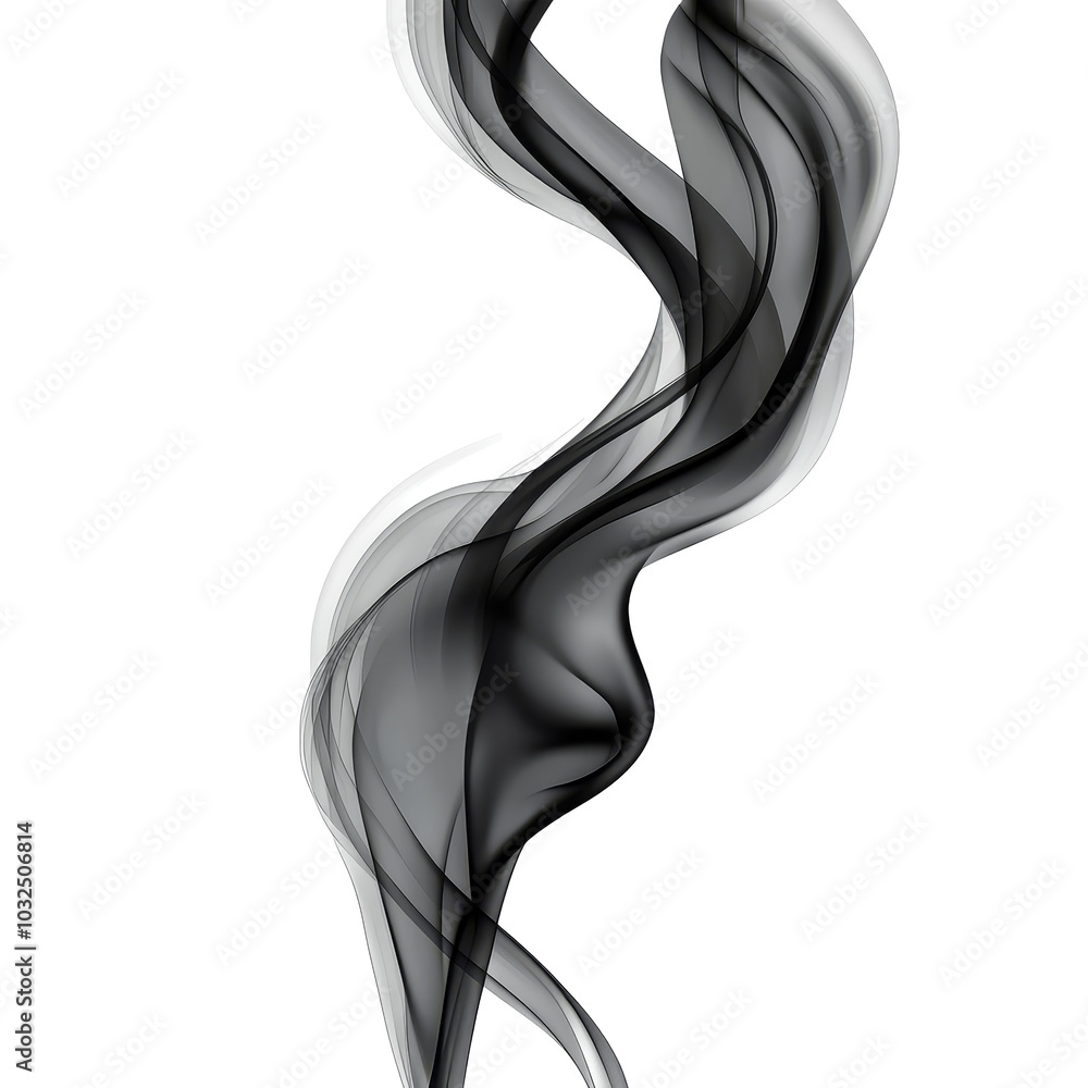 Aufkleber black smooth smoke wave gracefully flowing on a transparent background creating a transparent-like e