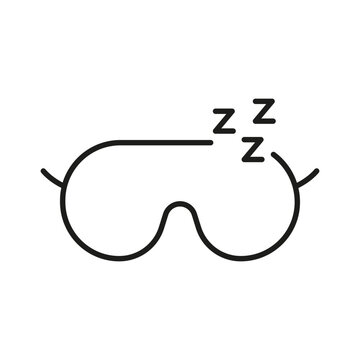 recommend clip art: Sleep Mask With ZZZ Line Icon. Eye Mask For Sleeping Outline Symbol. Restful Sleep Accessory. Editable Stroke. Isolated Vector Illustration