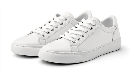 White Leather Sneakers  Casual Footwear  Minimalist Design  Fashionable Shoes