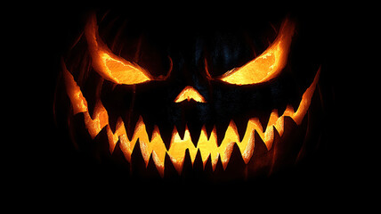 Naklejka premium Eerie Jack-o'-Lantern Candlelit Silhouette