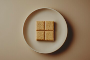 Four Crispy Brown Squares on a White Plate