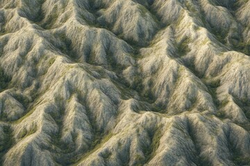 Close-up of Lush Green Hills with Irregular Terrain
