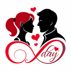 Valentine Day A Silhuotte Vector
