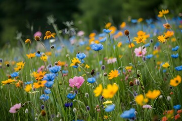 Vibrant Wildflower Meadow in Full Bloom