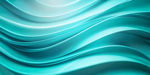Soft, flowing turquoise waves create a sense of movement and fluidity. The gentle curves and gradients add a soothing and tranquil atmosphere.Business background. AI generated.
