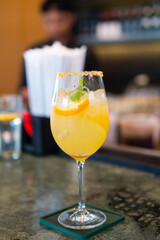 drinking cocktail mocktail at bar lounge club juice freshness fresh fruit syrup