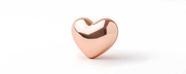 Elegant Rose Gold Heart with Metallic Finish - Warm Lighting and Soft Reflections for Romantic and Luxury Themes