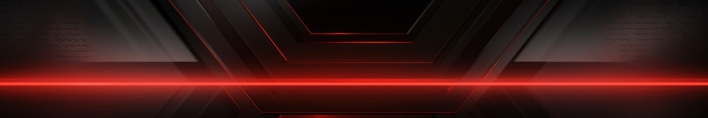 Futuristic red and black geometric background. Neon highlights, modern design