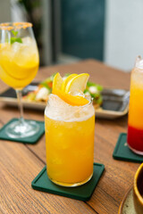 drinking cocktail mocktail at bar lounge club juice freshness fresh fruit syrup