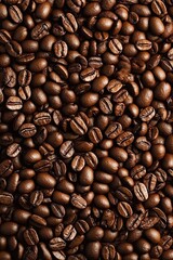 Obraz premium Coffee beans, top view, wallpaper, background, banner