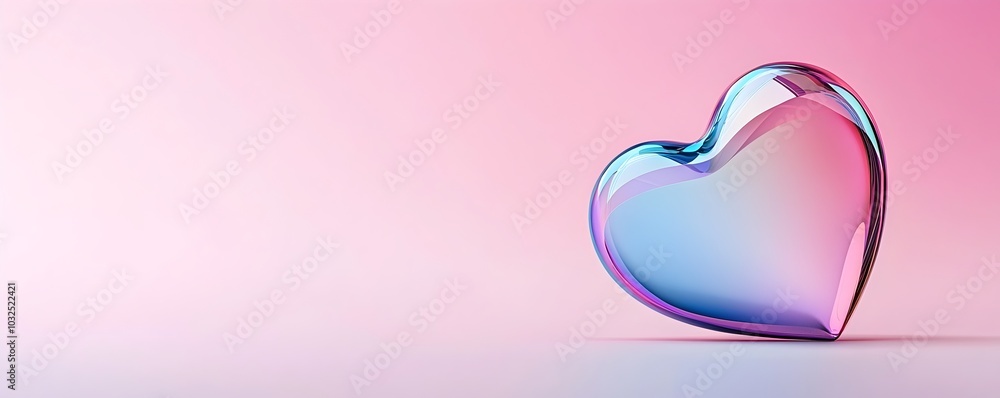 Poster iridescent heart with colorful gradient and metallic texture - vibrant reflections for romantic and 