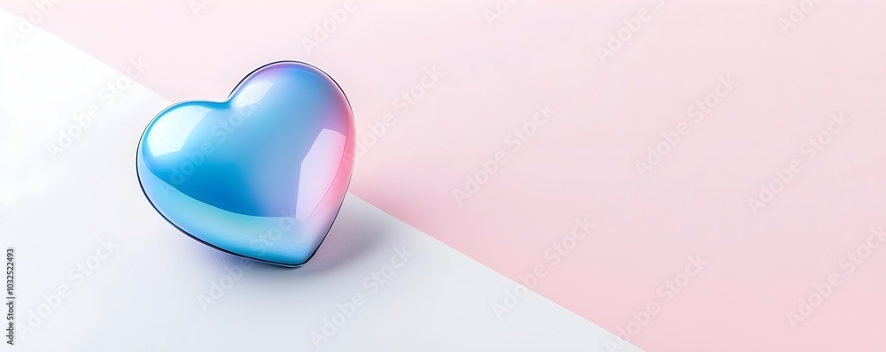 Poster iridescent heart with colorful gradient - vibrant metallic texture and bold reflections for stunning