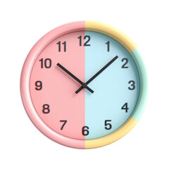 Fototapeta premium PNG wall clock featuring a two-tone 3d icon, cartoon style minimal on transparent, isolate on white background