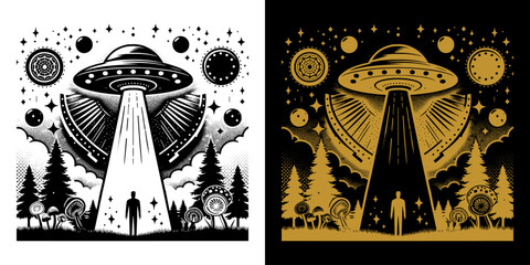 ufo in the sky vintage design © iqbal