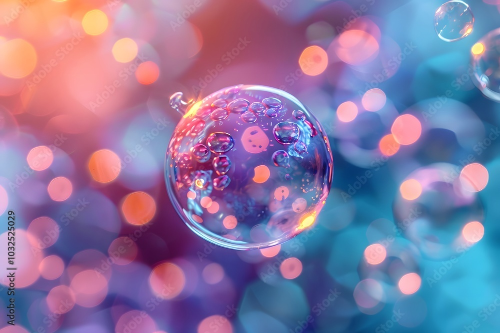 Poster captivating bubble in a colorful bokeh background