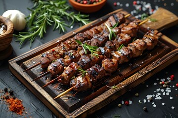 Delicious Grilled Skewers with Fresh Herbs and Spices