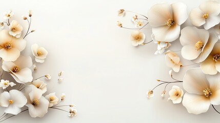 Delicate watercolor primroses in soft yellow and white, arranged gently on a light background, seamless design