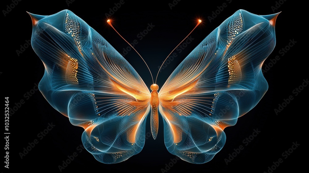 Aufkleber a zoomed-in view of butterfly wings displaying their intricate lattice of veins and natural textures