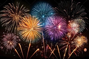 Fototapeta premium Spectacular Fireworks Display Illuminating the Night Sky