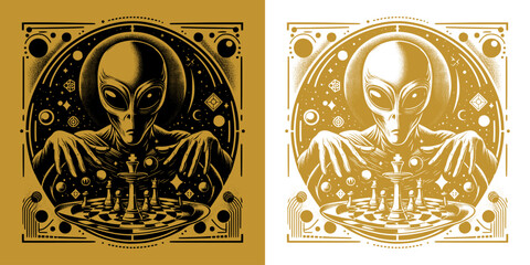glowing alien retro vintage design