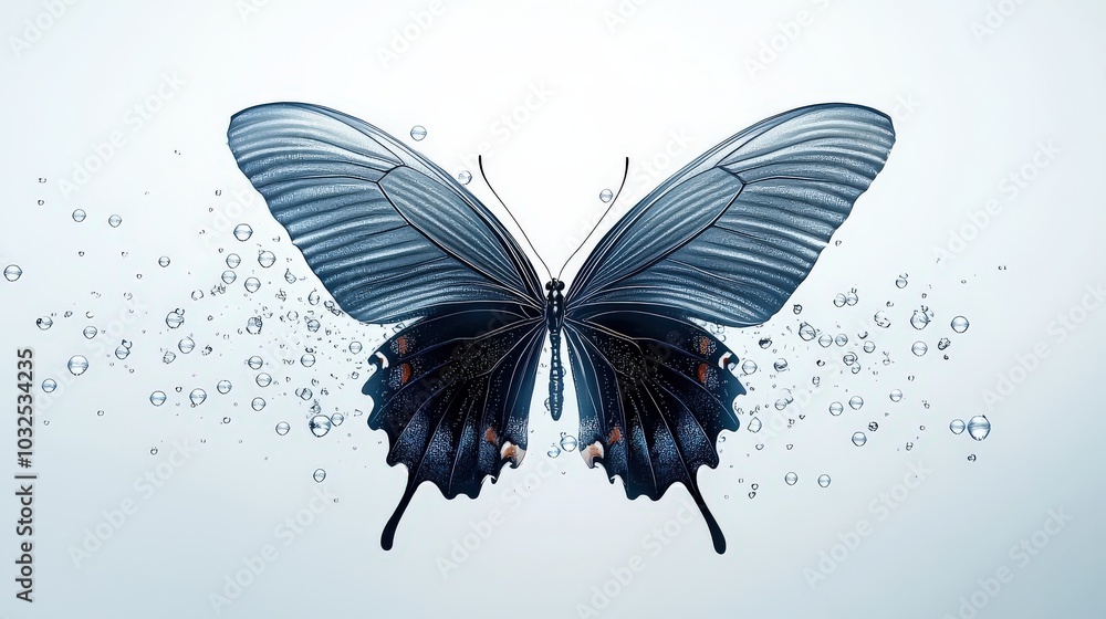 Poster detailed macro shot of butterfly wings, highlighting the fine textures and patterns with high-resolu