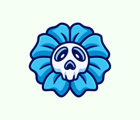 Skull Flower Cartoon Vector illustration Design