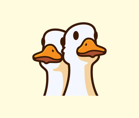 Two Cartoon Ducks Together in a Fun and Playful Style, Cartoon Vector Illustration