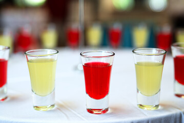 A variety of alcoholic shots available before entering the event.