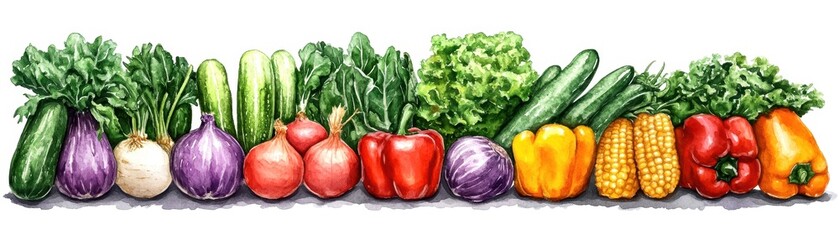 Fresh colorful vegetables isolated on a white background.