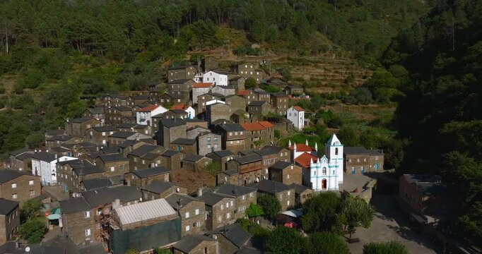 Aerial View of Piod&atilde;o, the Historic Schist Village in Portugal | 4K