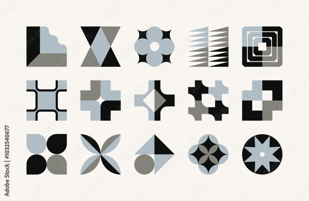 Poster set of modern abstract graphic vector elements