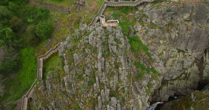 Aerial View of Mountain Trails and Cliffs at Mondego Walkways, Portugal | 4K Scenic Hike