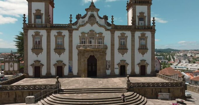 Aerial View of Igreja da Miseric&oacute;rdia in Viseu, Portugal | 4K Architecture