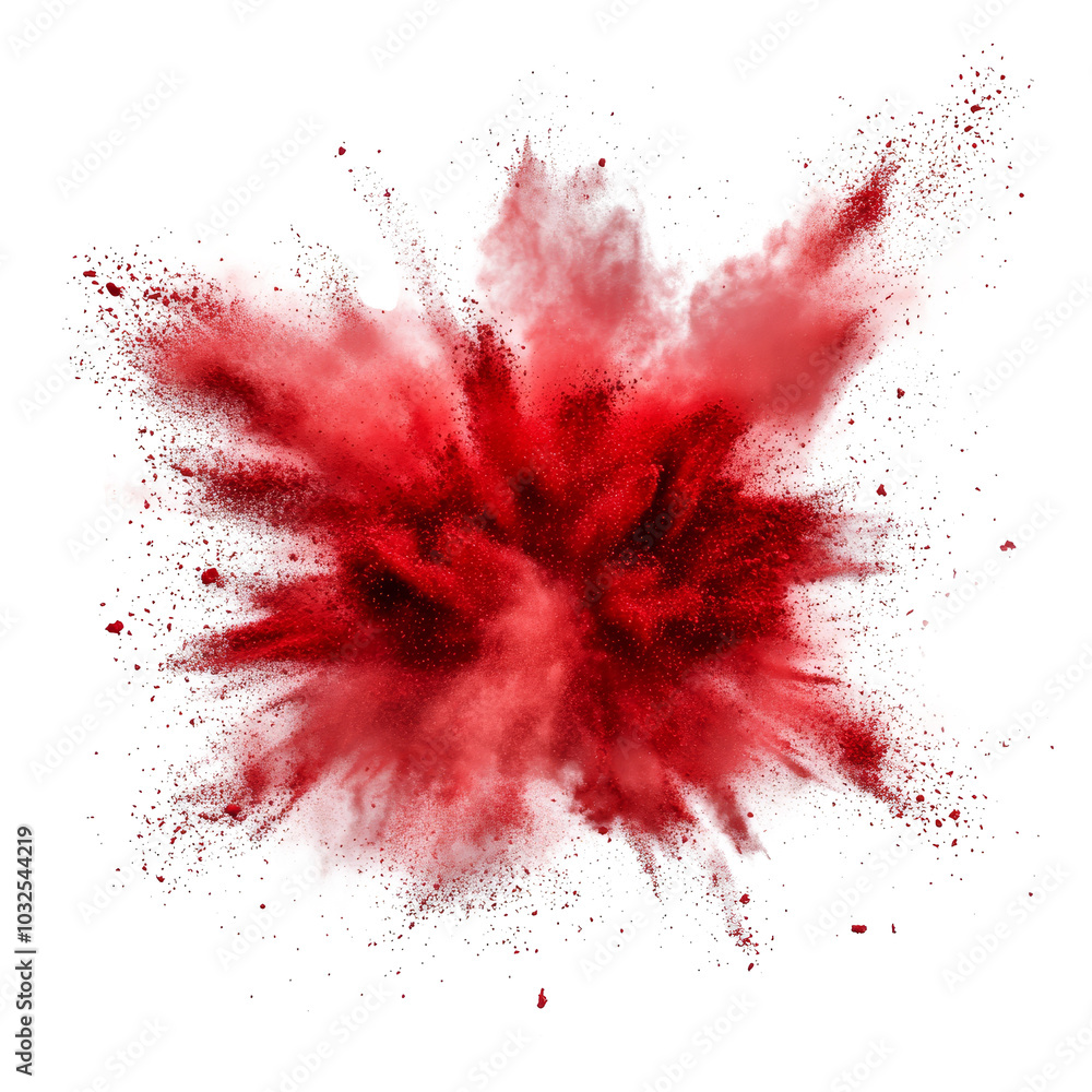 Poster red powder explosion on a transparent background captures the vibrant burst of color in a dynamic mo