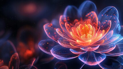 Abstract glowing flower with mesmerizing colors and intricate details, perfect for digital art, design, or backgrounds.