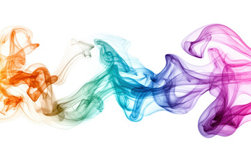 Colorful abstract smoke waves in a fluid motion against a transparent background. showcasing vibrant hues and ethereal beauty in a dynamic flow.