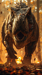 Big dinosaur walks towards me