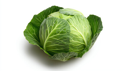 Obraz premium Fresh green cabbage on white background