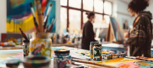 Naklejka premium Creative Art Workshop Promotion Flyer for Painting Enthusiasts and Aspiring Artists