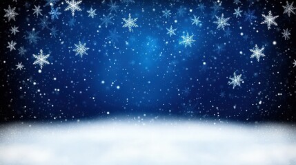 Fototapeta premium A snow covered hill with snowflakes falling from the sky