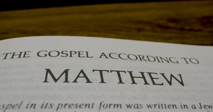 Holy Bible The Gospel According To Matthew Macro Text Tilt Down