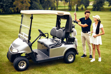 Enjoy a leisurely day spent on the beautiful golf course with a golf cart and friends playing golf