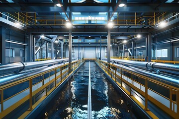 Obraz premium Modern Industrial Water Treatment Facility with Advanced Infrastructure