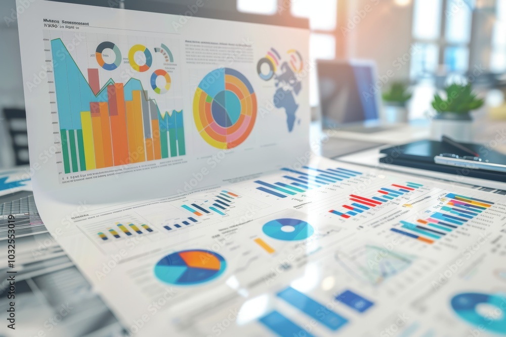 Aufkleber modern business presentation featuring colorful infographic on market segmentation for data analysis
