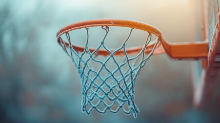 Naklejka premium Frozen Basketball Hoop in a Winter Wonderland