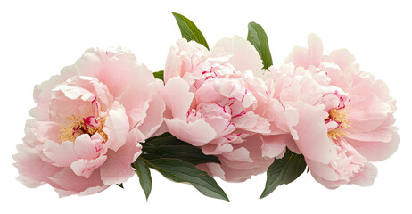 Graceful pink peonies in spring isolated on transparent background