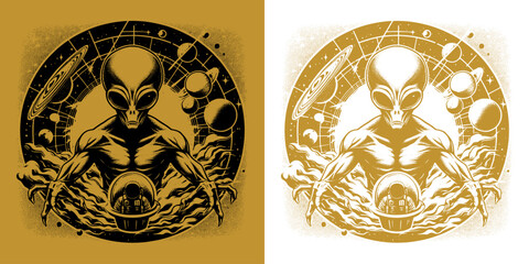 a scary alien catch a planet design